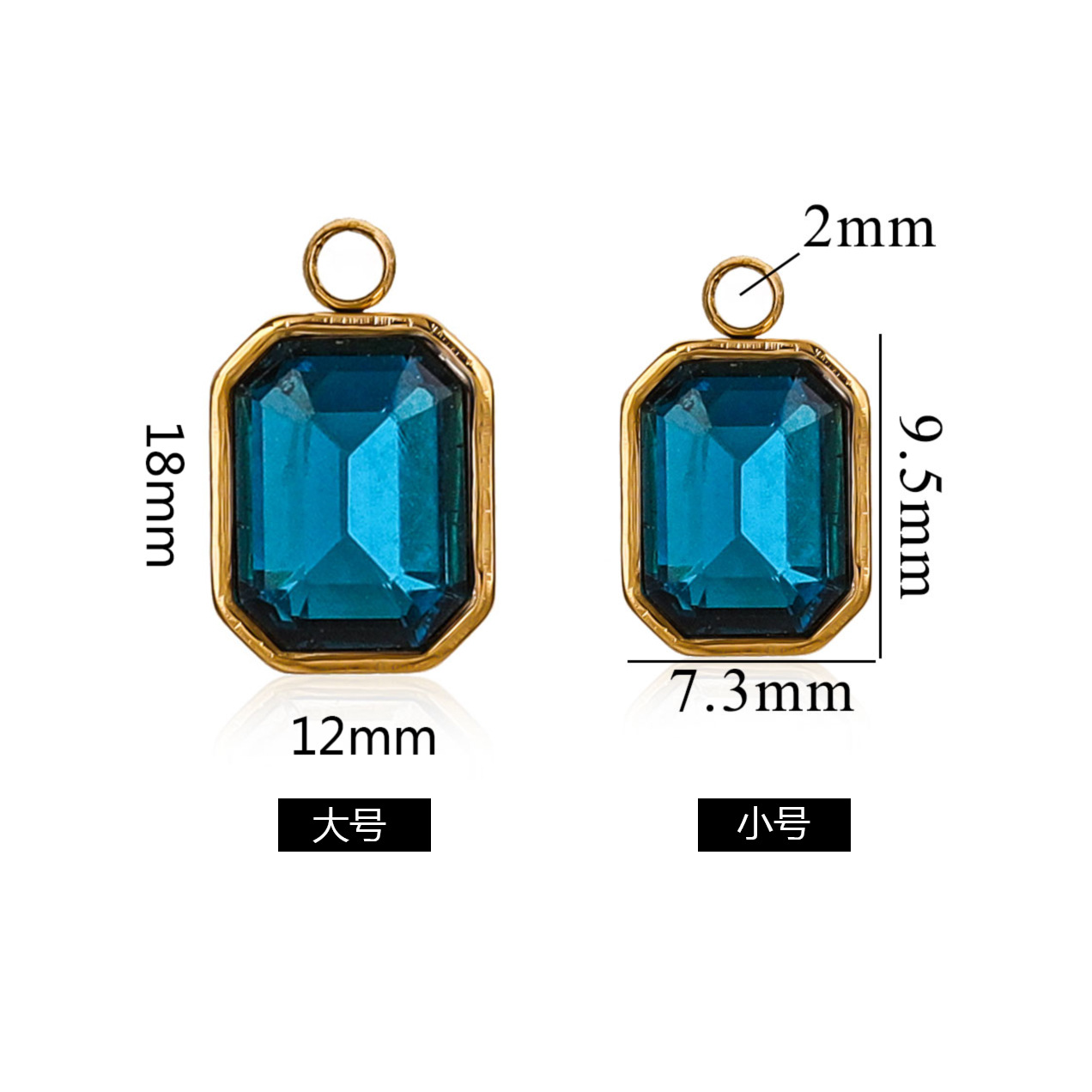 Colgante de acero de titanio DIY cristal de acero inoxidable orejas colgante nicho universal accesorios de collar de piedras preciosas coloridas al por mayor