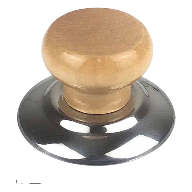 Tapa de olla de acero inoxidable mango de madera maciza solo agujero olla botón superior grano cocina olla cubierta cabeza accesorios 2 yuanes puestos de venta al por mayor