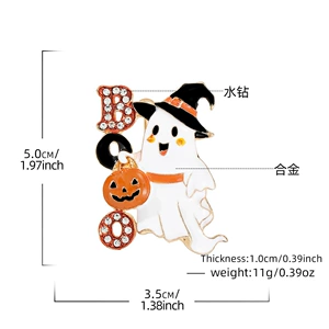 Original Halloween Ghost Brooch, Wizard Hat, Pumpkin, Diamond-Embellished Enamel Alloy Badge, Directly Supplied by Manufacturer, Clothing Accessories
