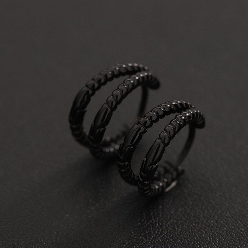 X604-B (double-layer threaded ear buckles) black pair
