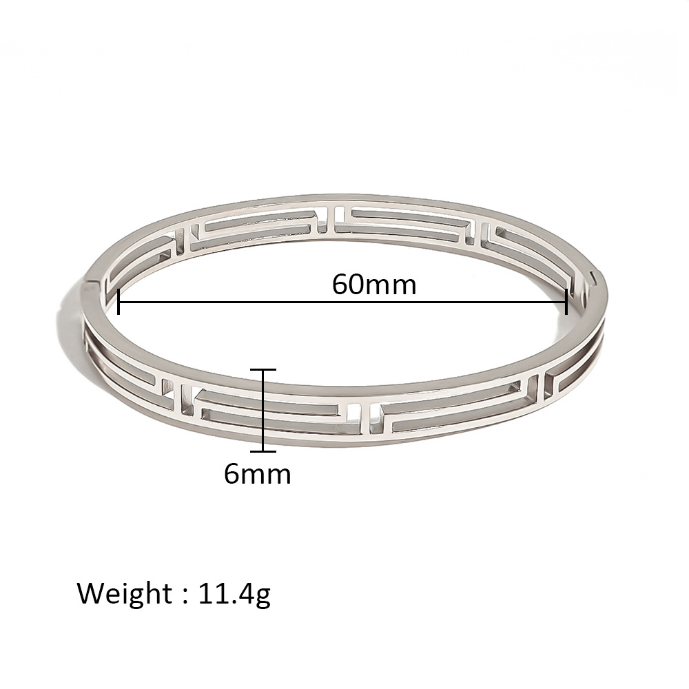 Estilo explosivo europeo y americano, estilo simple, hebilla hueca geométrica de acero inoxidable, pulsera personalizada, fábrica de pulido a mano, joyería al por mayor