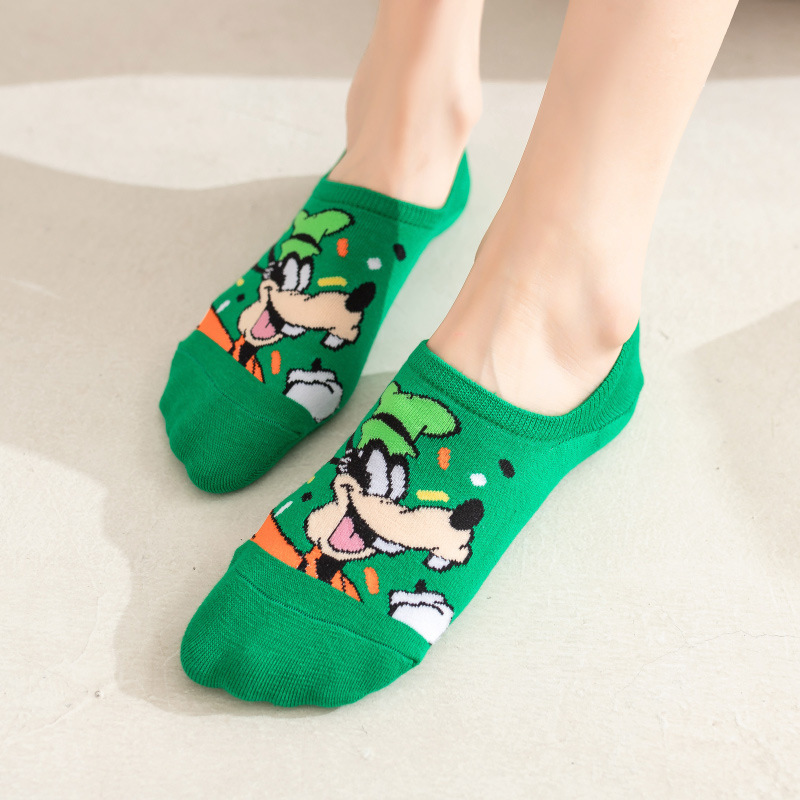 Cartoon Boat Socks for Women Mickey Minnie Donald Duck Daisy Cute Cartoon Cotton Non-Slip Shallow Mouth Invisible Boat Socks for Women