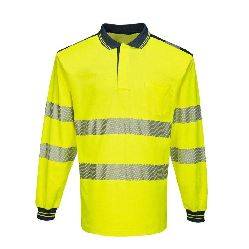 Summer New High Visibility Reflective Strip Shirt Cotton Long Sleeve Striped Fluorescent Shirt