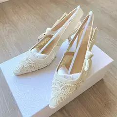 Letter Print Lace Wedding Shoes for Women: Mesh High Heels, Flats, Kitten Heels, Casual Pointed Toe Slim Heel Sandals - Spring/Summer New Arrival