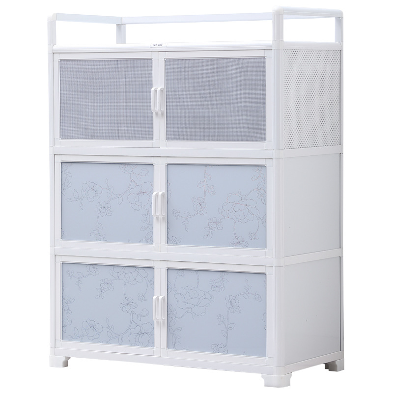 Estante de cocina con puerta de gabinete, armario de comedor, armario de almacenamiento, armario de malla, armario de cocina ventilado, estilo moderno y simple
