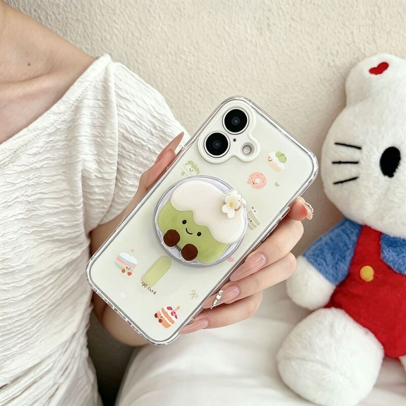 Green iPhone Magnetic Phone Case Suitable for Apple 17Promax Fresh Style 16 Transparent 15 with Stand 14 New