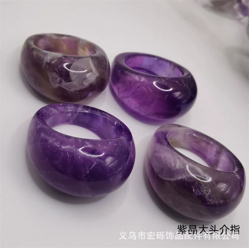 Европейское и американское трансграничное кольцо с большой головой из натурального аметиста Ювелирные изделия с голым камнем Аксессуары с драгоценными камнями Кольцо с драгоценными камнями для мужчин и женщин Ювелирные изделия оптом