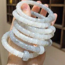 和田玉籽料青花渐变竹节➕跑环手链珠链配饰DIY手工编织手串