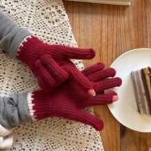 ins小众百搭韩国水洗毛针织毛线手套漏指触屏简约百搭保暖冬季女