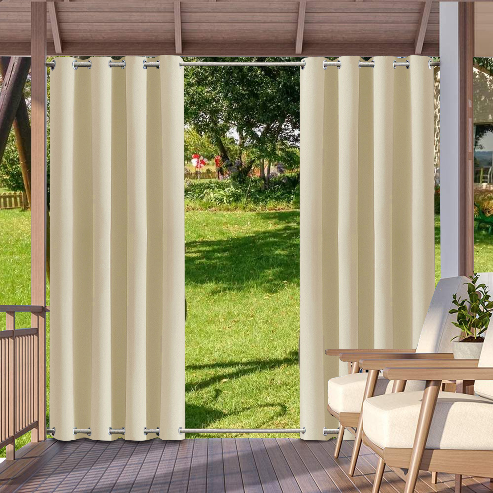 Finished products on behalf of hair [provide pictures] Outdoor curtains waterproof windproof upper and lower double-row perforated curtains cross-border Amazon