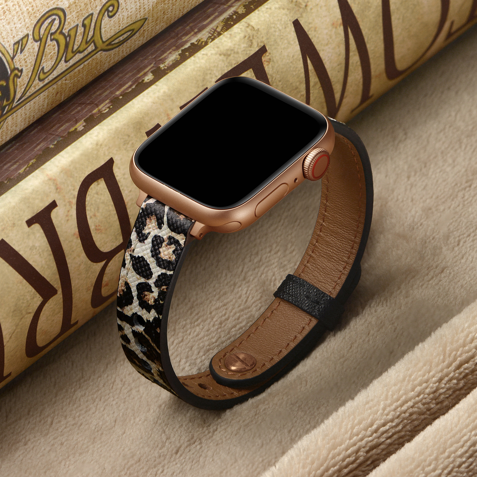 18g Weight Apple watch watchband Classification Genuine leather Material Solid Color Pattern Retro Style Retro Solid Color Apple Watch Watchband 72