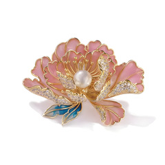 牡丹の花のブローチの高級な女性の精巧な中国風の真珠の胸の花の気質の花のチャイナドレスの漢服のピンのアクセサリー