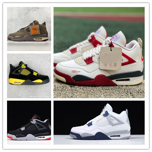 Putian Pure Original Shoes aj4 Electric Mother Yellow Men's retro White Cement Women's Jordan Head Leather Retro Practical Basketball Shoes
