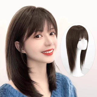 假发女全真人发丝减龄锁骨发佩戴舒适轻薄中长发全头套可扎可盘发