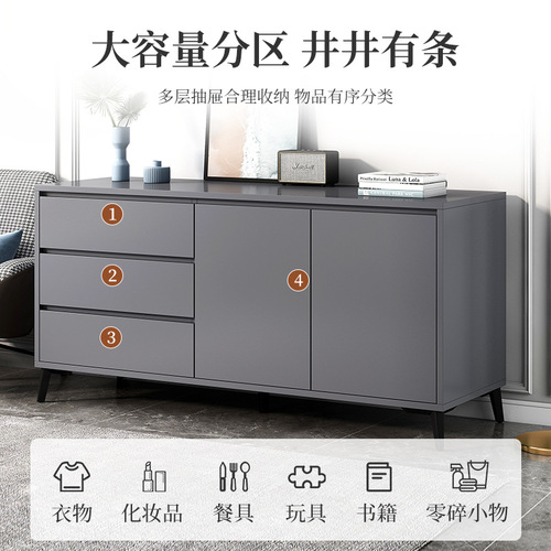 Drawer cabinet Italian style home living room storage cabinet bedroom side cabinet light luxury wall chest of drawers study drawer bookcase