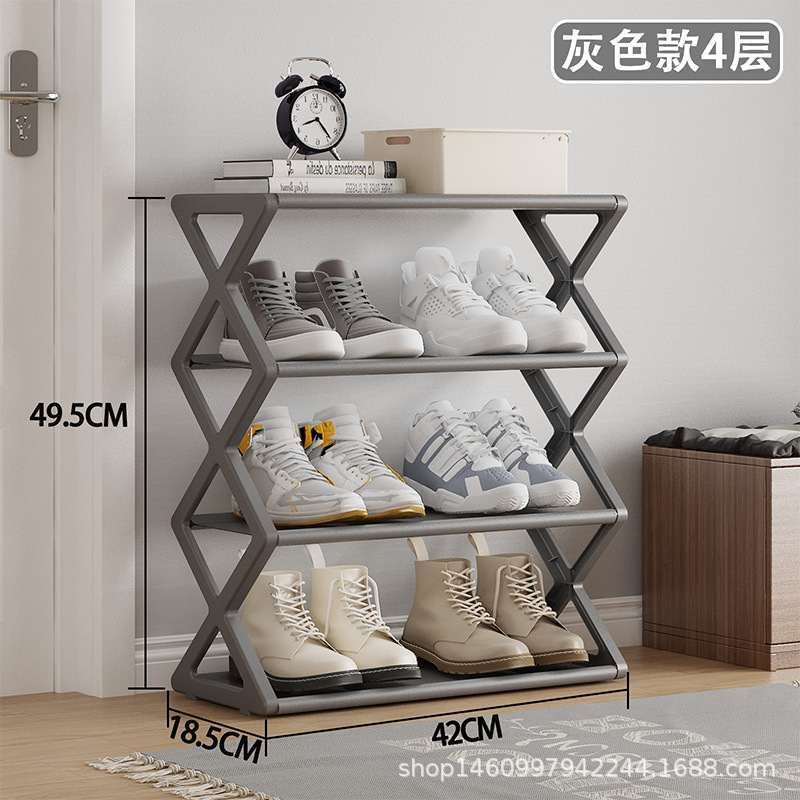 跨境热销简易款布艺防尘鞋架鞋柜家用组装鞋架收纳开学季X型鞋架|undefined