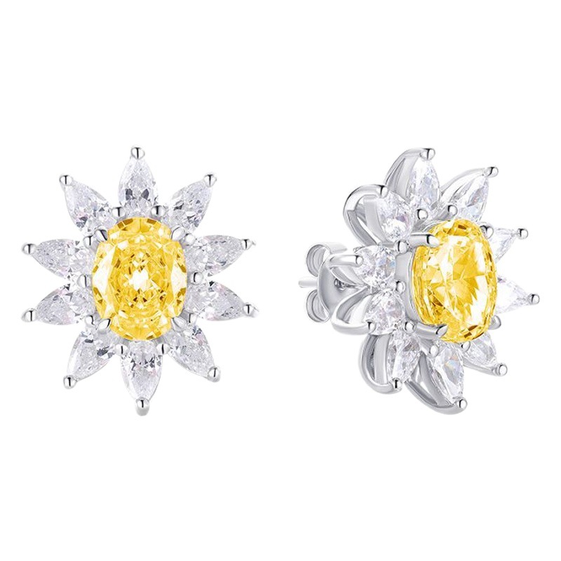 Wilsheng s925 plata esterlina nuevo 3.2ct alto carbono diamante pendientes moda mujer hielo flor corte Rosa huevo en forma de 7*9 pendientes