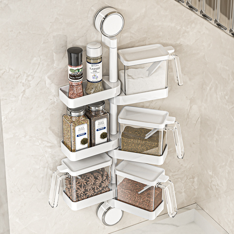 Caja de condimento ventosa colgada en la pared cocina doméstica de alto valor de sal caja de almacenamiento de condimentos 2024 nuevo condimentador