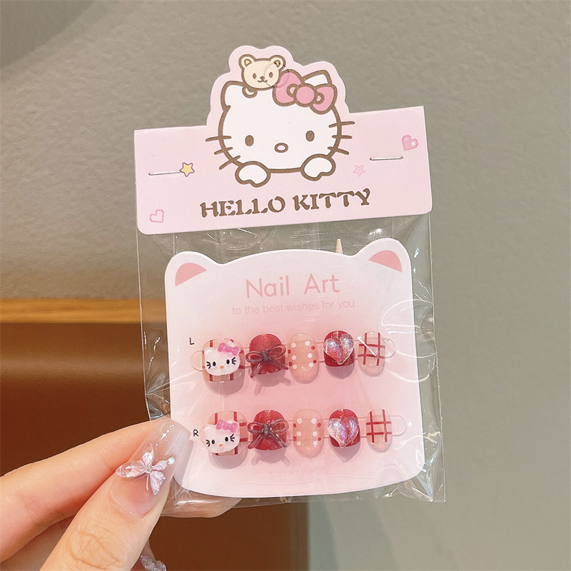 Rain Spirit Sanrio parches de manicura desmontables para niños Kulomi chicas usan pegatinas de uñas al por mayor