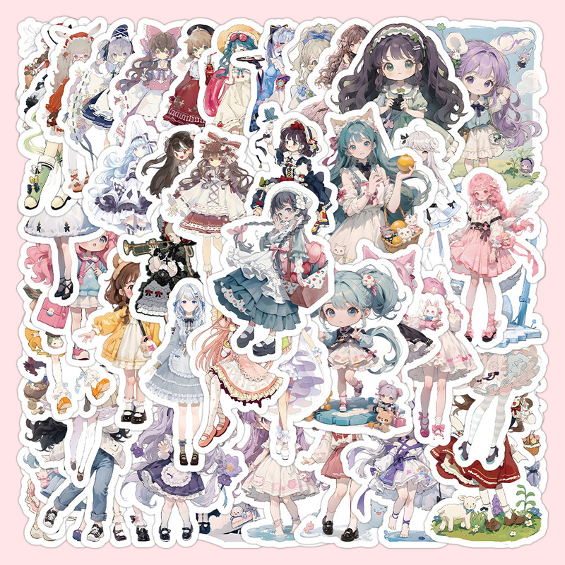 60 Lolita cartoon stickers sweet girl fashion wear decoration car phone case material stickers wholesale