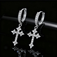 欧美跨境热销饰品经典十字形女士耳坠镶嵌锆石时尚款厂家批发