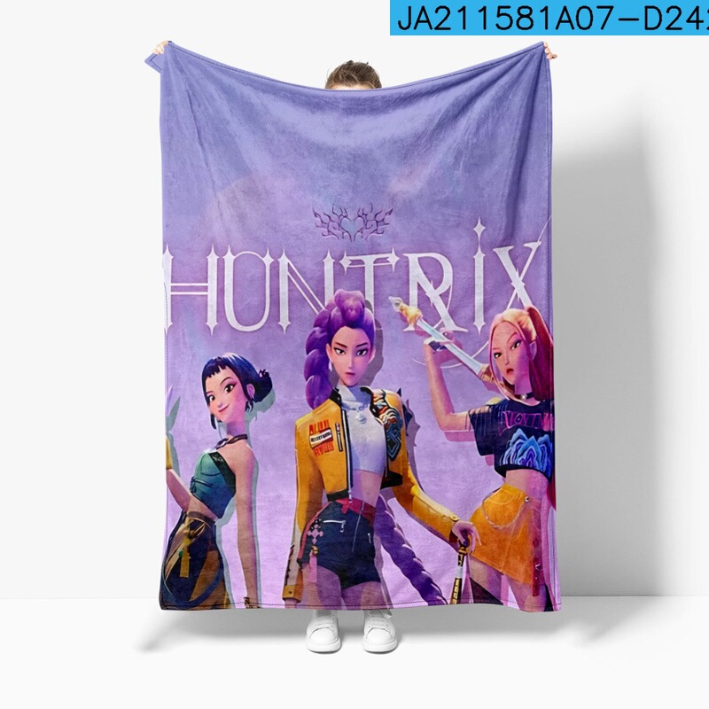 3D新品电影 K-POP 猎魔女团 毛毯午睡毯法兰绒印花保暖|undefined