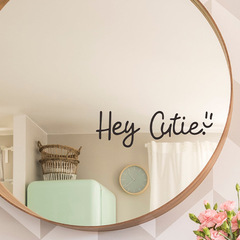 FX-A378外貿英文標語Hey cute鏡子玻璃櫥窗家居裝飾牆貼紙