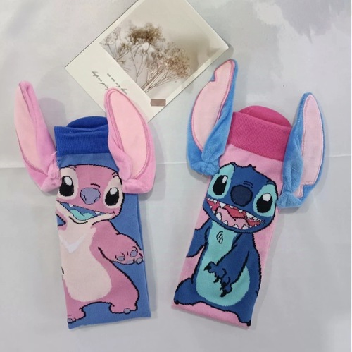 Bestselling cross-border Disney Stitch cartoon socks—trendy Amazon influencer-style socks, popular and stylish socks available for wholesale.