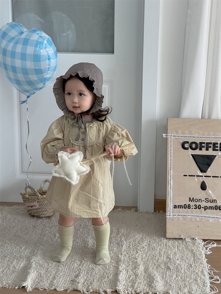 2026 ropa de otoño infantil nueva ropa de otoño bebé ropa de otoño coreana ropa de otoño niña vestido de manga burbuja de color sólido