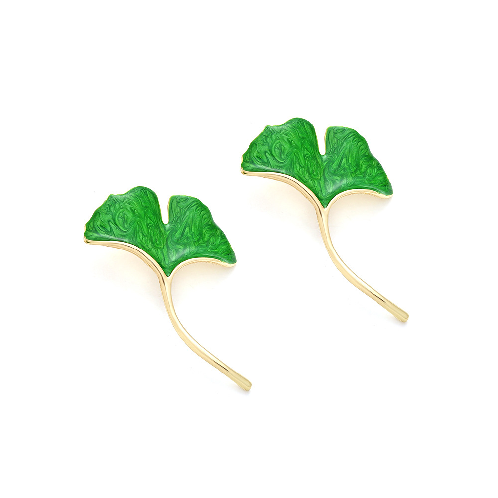 Enamel Design 1 Pair Simple Style Ginkgo Leaf Enamel Zinc Alloy Ear Studs