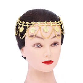 金色钱币流苏发饰异域风情古风发带项链两用民族风写真拍照配饰