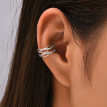 跨境耳环小众设计交杂线条无耳洞耳骨夹复古优雅耳夹