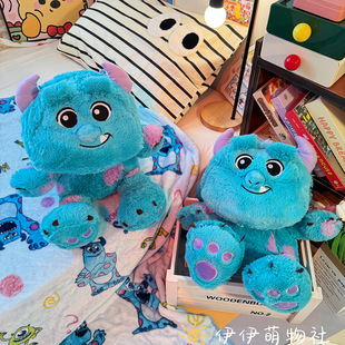 Cartoon Blue Furry Monster Doll Sleeping Pillow Plush Toy Girl Rag Doll Birthday Gift Cushion Cushion