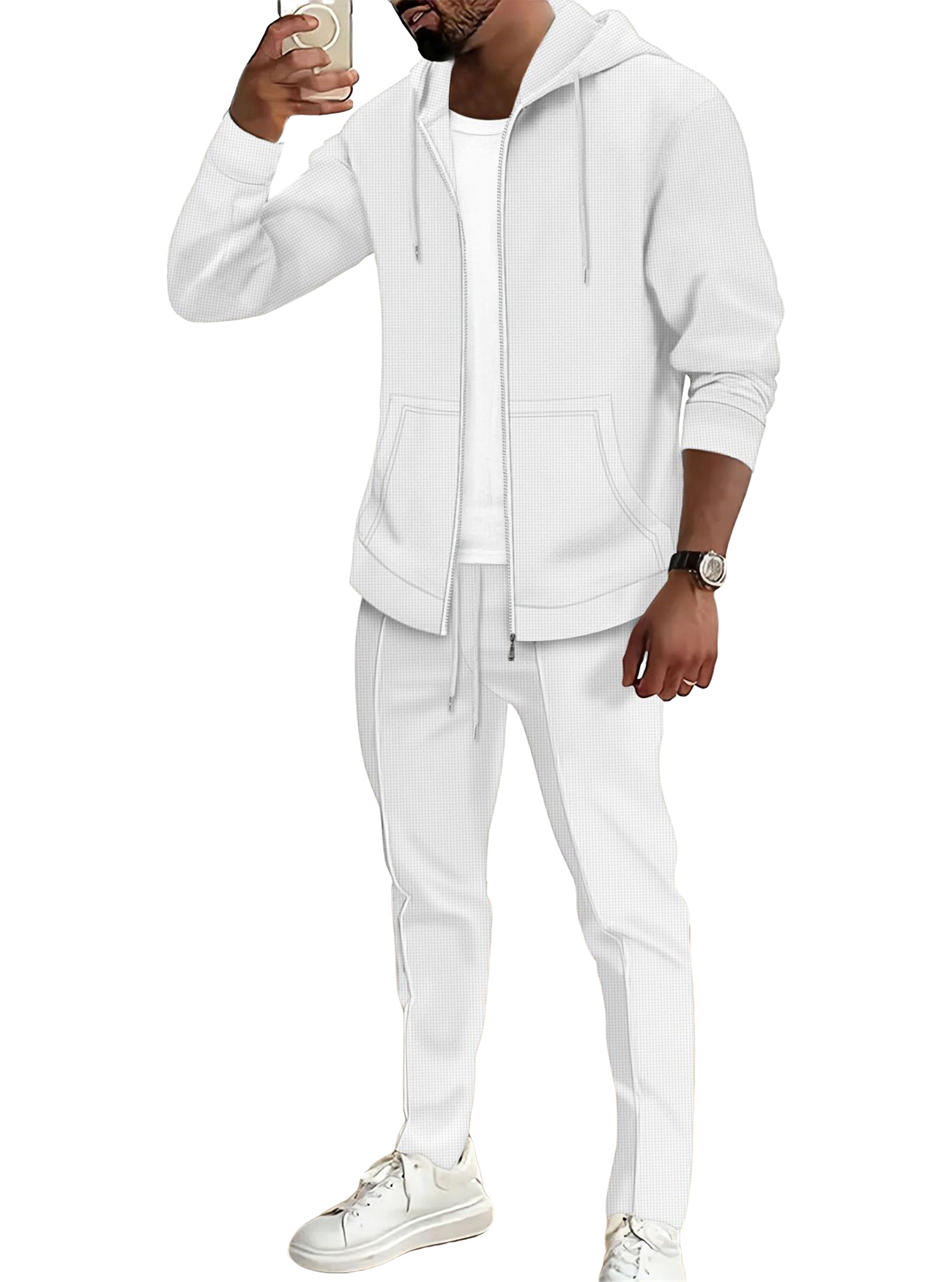 Europa y América transfronterizas primavera hombre encapuchado con cremallera chaqueta de punto chaqueta deportiva casual suelta chaqueta de abrigo