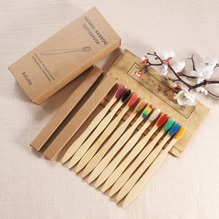 Soft bristle bamboo toothbrush, 4-pack, 6-pack, 10-pack, biodegradable bamboo toothbrush, cross-border bamboo toothbrush wholesale