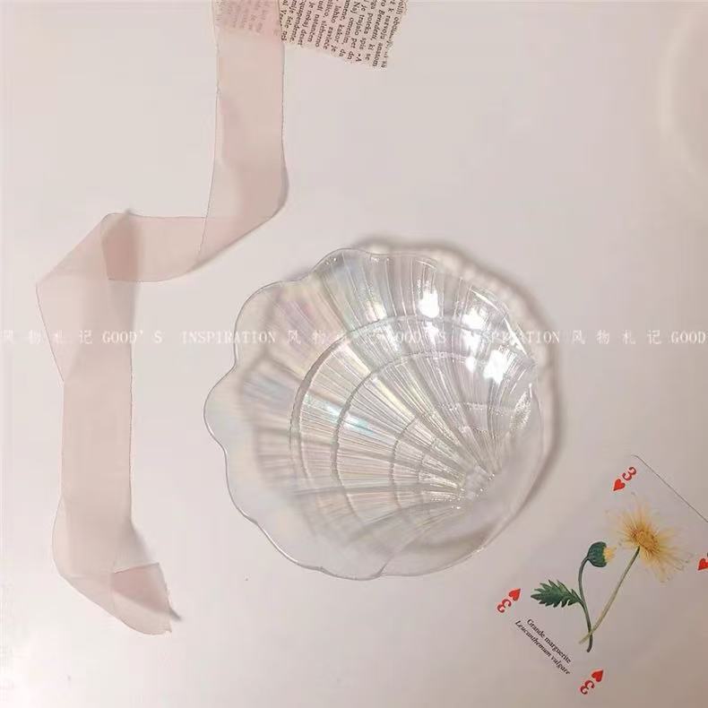 Glass Manicure Palette Shell Plate Photo Props Jewelry Storage Tray Ornaments Ins Fantasy Plate Accessible Luxury