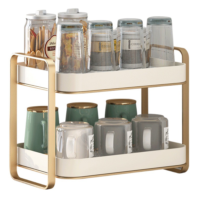 Water Cup Rack for Drying Tea Cup Glass Cup Storage Shelf Double-layer Draining Household Tray Desktop Office