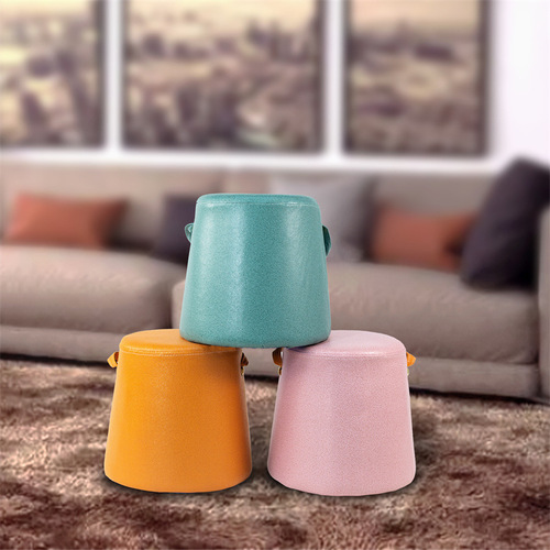 Home-use portable low stool simple shoe bench board stool living room coffee table sofa bench wooden small stool creative leather stool