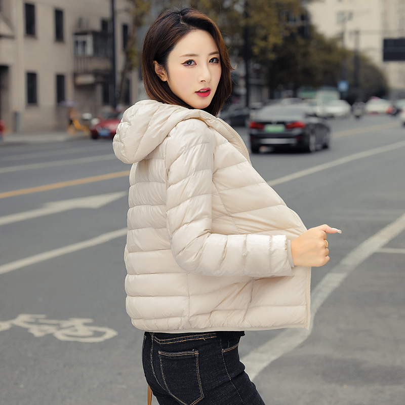 Winter fashionable light and thin velvet fitted down jacket with…