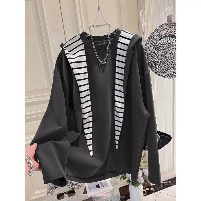 Плащ с капюшоном длинный рукав, свободный крой plus size, оверсайз (фуксия/чёрный)