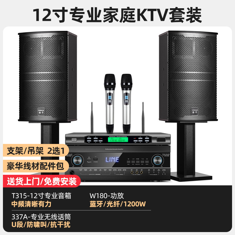 Yangzi 12inch 3 ウェイホームカラオケオーディオセットフルセットエンターテイメントスピーカーシステムプロフェッショナル ktv オーディオ|undefined