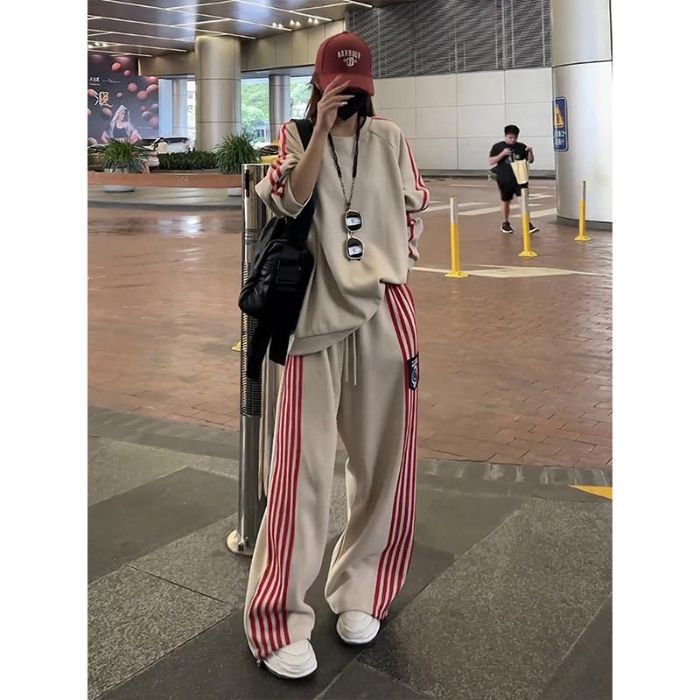 欧货大码2025新秋季时尚运动服两件套宽松显瘦休闲卫衣套装女胖mm|undefined