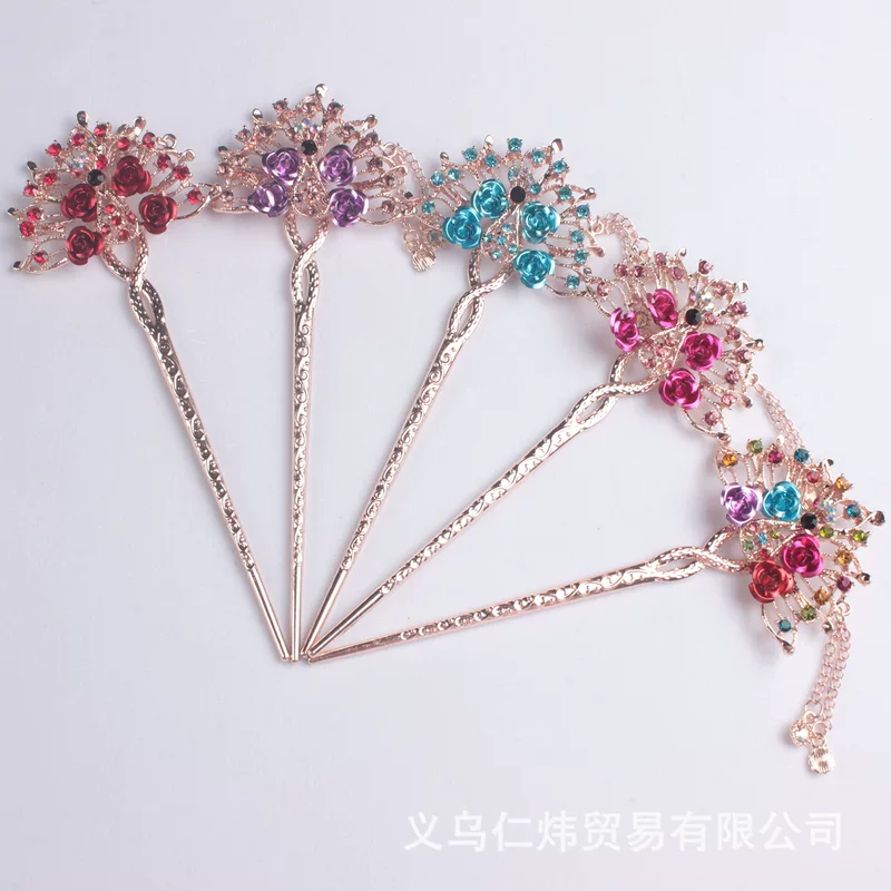 Классическая металлическая китайская заколка handmade, зажим для волос, украшение для волос с кисточками, простой и элегантный дизайн