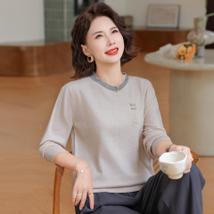 妈妈洋气减龄针织上衣中年女装春秋装毛衣中老年气质遮肚子打底衫