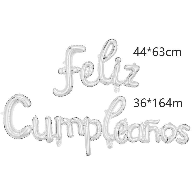Juego de globos de feliz cumpleaños en español siamés Globos de película de aluminio Globos de decoración de fiesta de cumpleaños en minúsculas en español