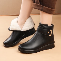 Mothers' Shoes Winter Cotton Shoes with Fleece Autumn/Winter Non-Slip Warmth Elderly Short Boots Middle-Aged Women's Shoes Leather Shoes Middle-Aged Winter Shoes