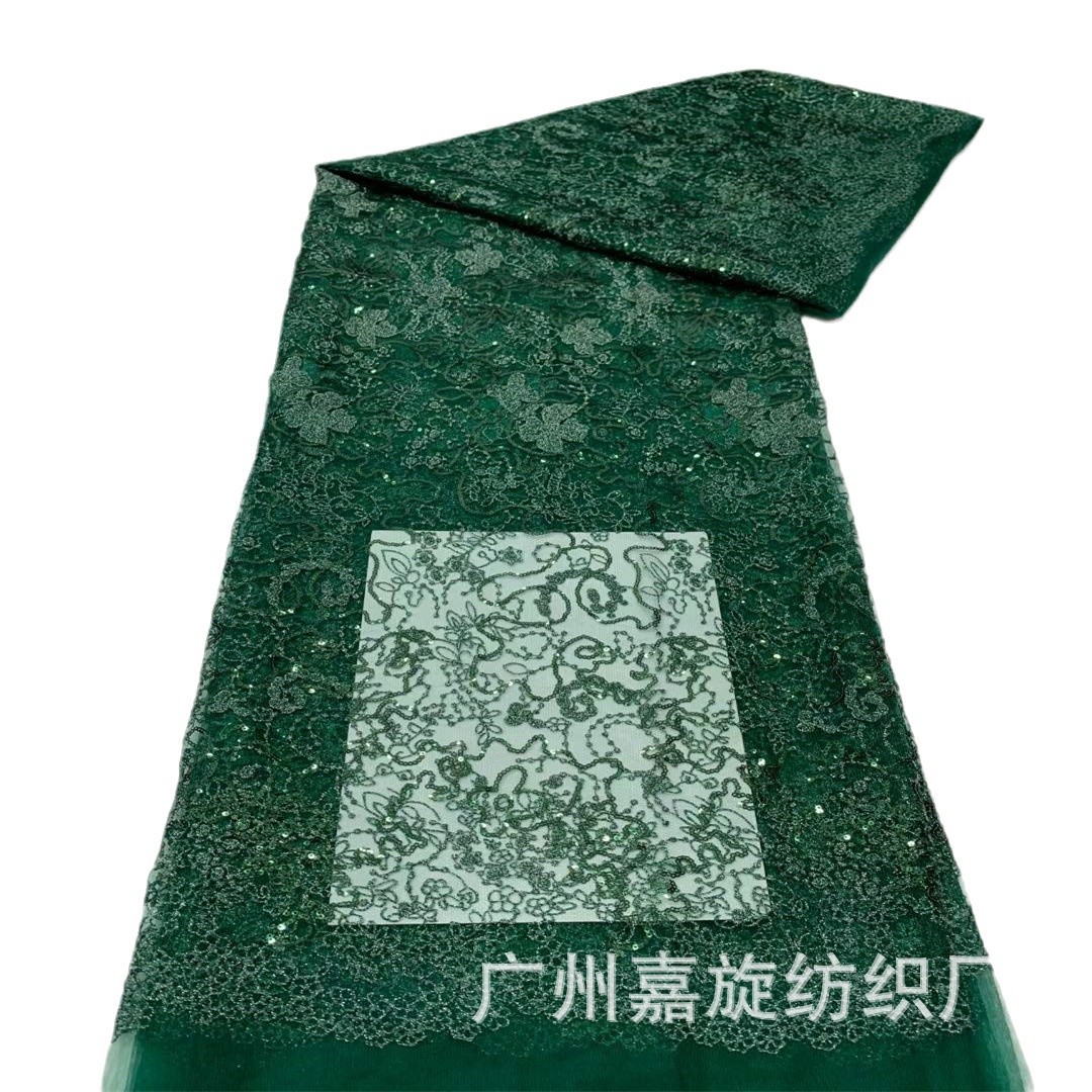 Nuevo multicolor tela de bordado de sequillas de malla Dai falda cheongsam encaje compuesto de hilo bordado brace image 6