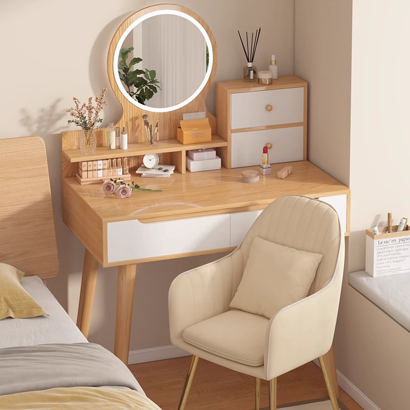 Comedor de vestir, dormitorio, pequeña mesa de maquillaje, gabinete de maquillaje simple de doble capa, nuevo escritorio, mesa de maquillaje integrada