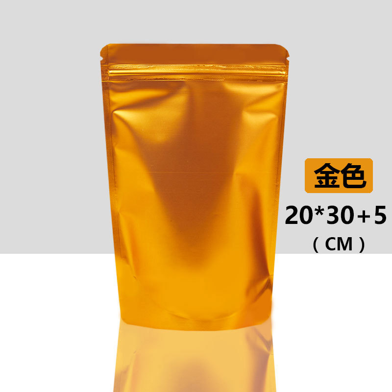 Bolsa de papel de aluminio de color, bolsa autosellante autoportante, bolsa sellada opaca de doble cara, cebo de pescado, bocadillos de té, bolsa con cremallera que evita la luz