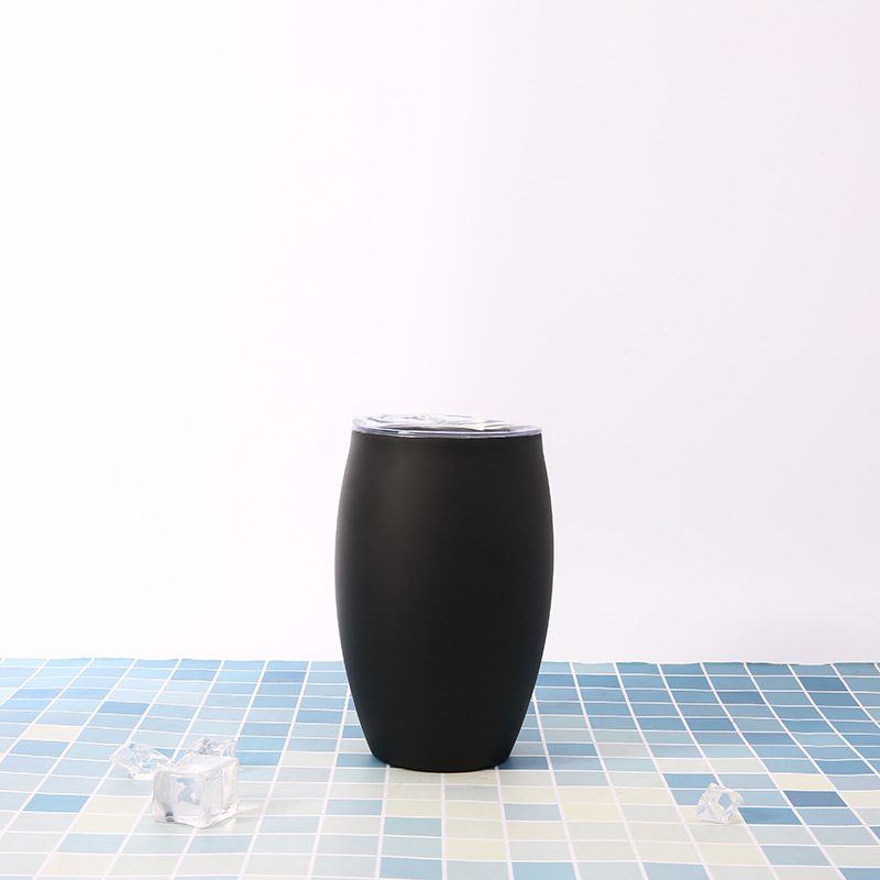 Copa de cáscara de huevo taza de vacío 304 taza de agua de acero inoxidable con tapa en forma de U copa de vino tinto de doble capa taza de cerveza de vacío fábrica al por mayor